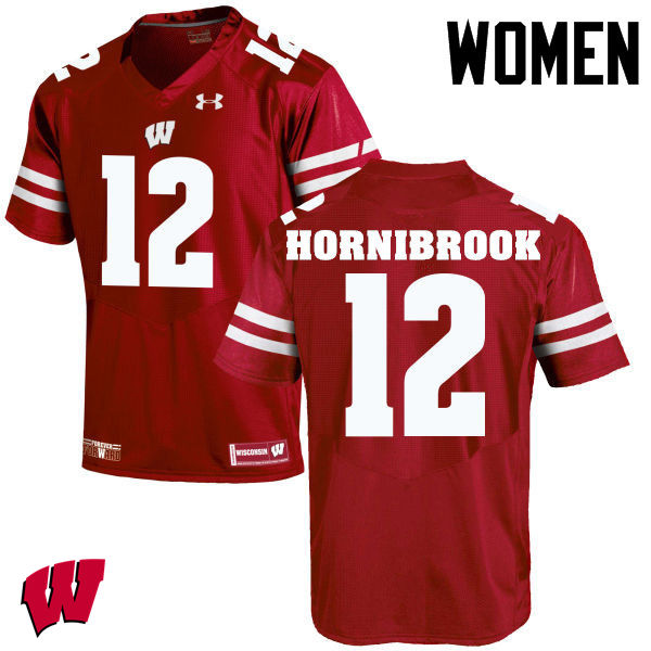 Women Wisconsin Badgers #12 Alex Hornibrook College Football Jerseys-Red - Click Image to Close